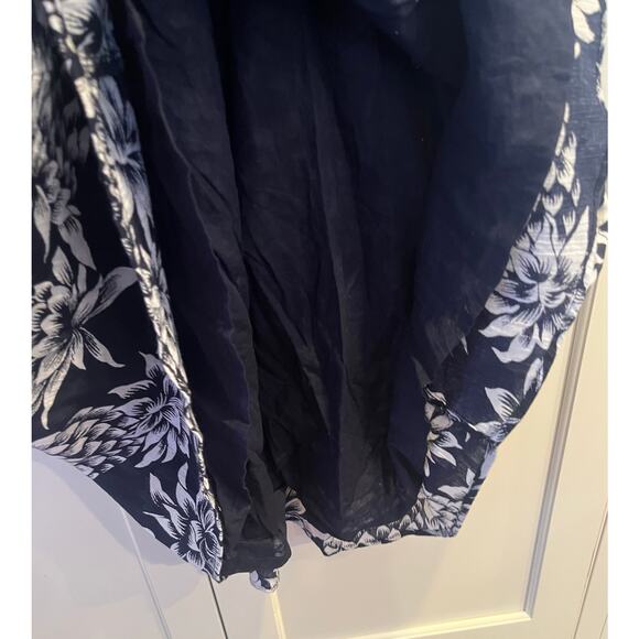 J.Crew smocked-trim maxi skirt Sz. S pineapple print navy white 100% cotton - Picture 8 of 8